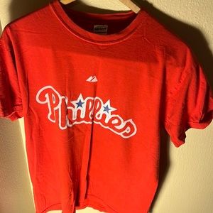 MLB Men’s Phillies Utley 26 Tee Color Red Size Medium